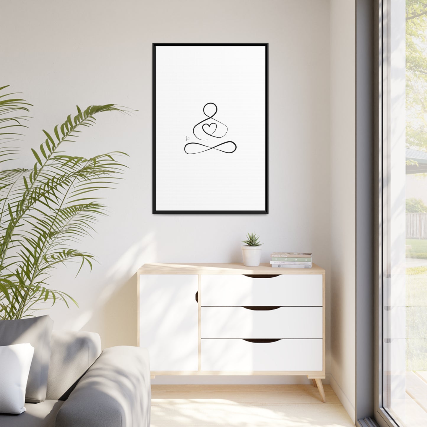 Big Heart Meditation on Matte Canvas with a Black Frame, Framed Depth of 1.75" from Labyrinth Lines